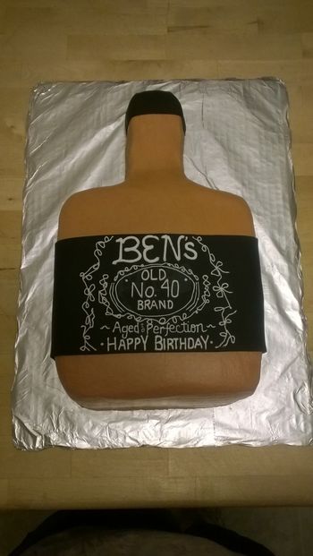 Ben's turning 40!! Carrot cake, cream cheese filling, buttercream icing, fondant label & lid.