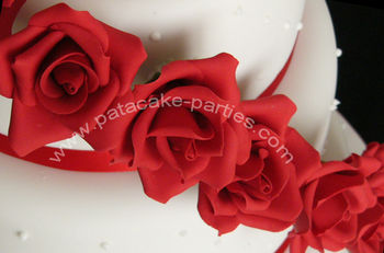 Close-up of the hand-made roses.
